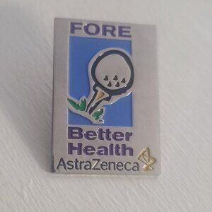 AstraZeneca Pharmaceuticals Golfing Lapel Pin - Drug Company Golf Tee Golfer Pin